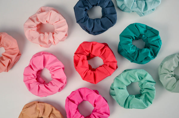 Bright Tropical Cotton Scrunchies