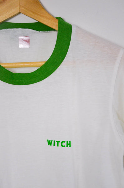 Green Witch Unisex Screen Print Ringer Tee
