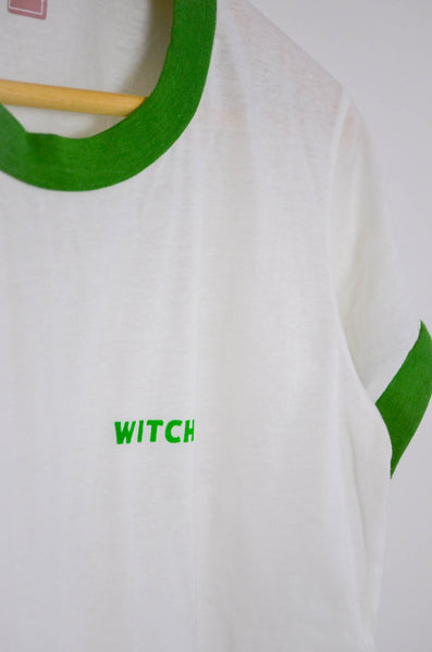 Green Witch Unisex Screen Print Ringer Tee